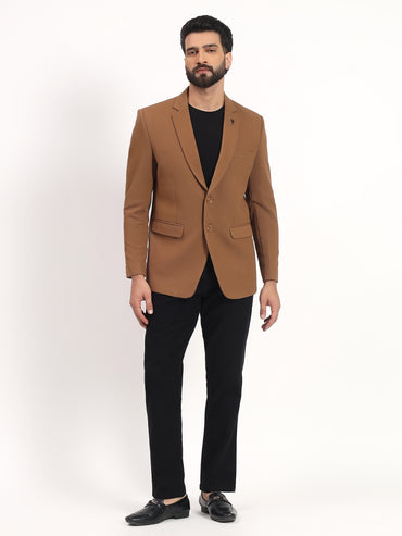 Men’s Camel Brown Stretchable Casual Blazer – Fresh Modern Style