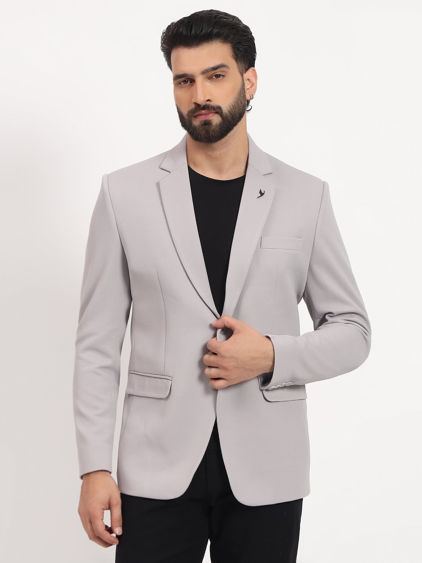 Men’s Grey Stretchable Casual Blazer – Modern Everyday Style