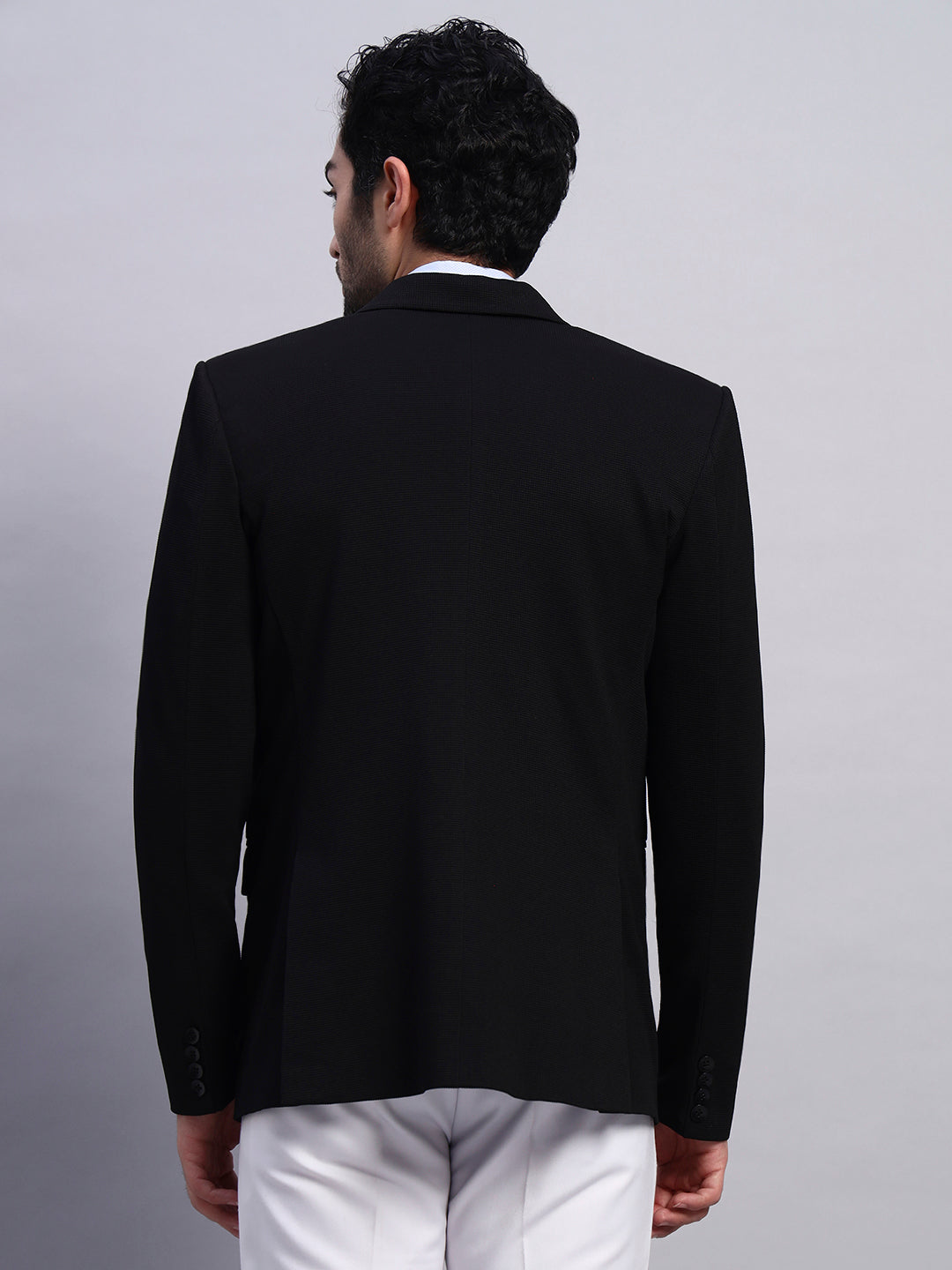 Men’s Black Slim Fit Single-Breasted Office and Party Wear Blazer