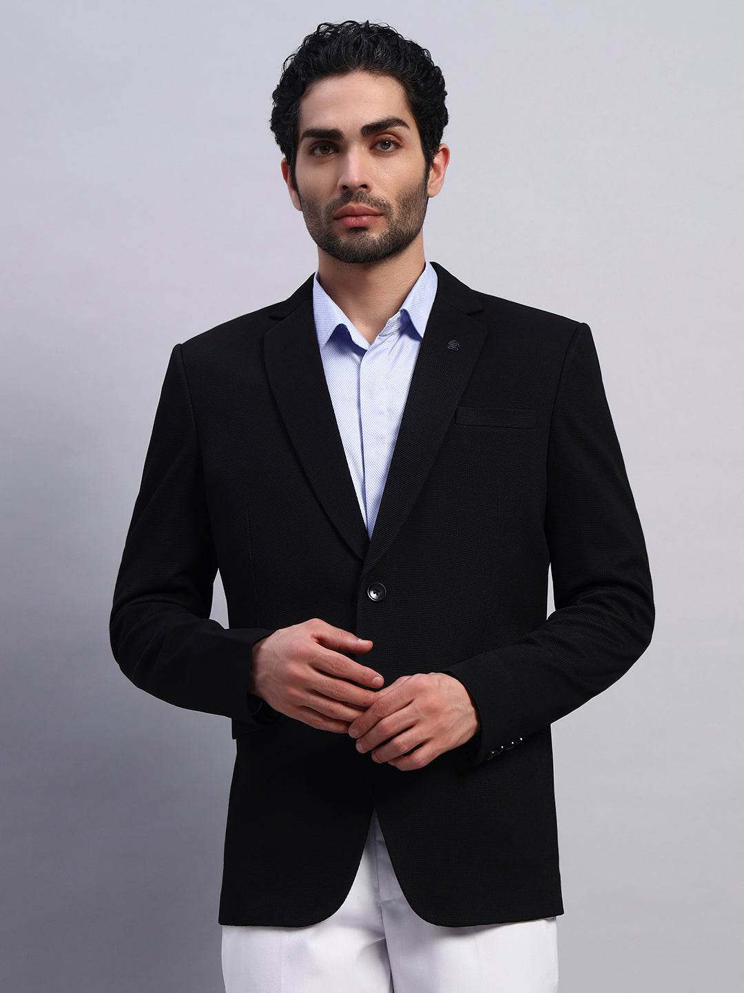 Men’s Black Slim Fit Single-Breasted Office and Party Wear Blazer