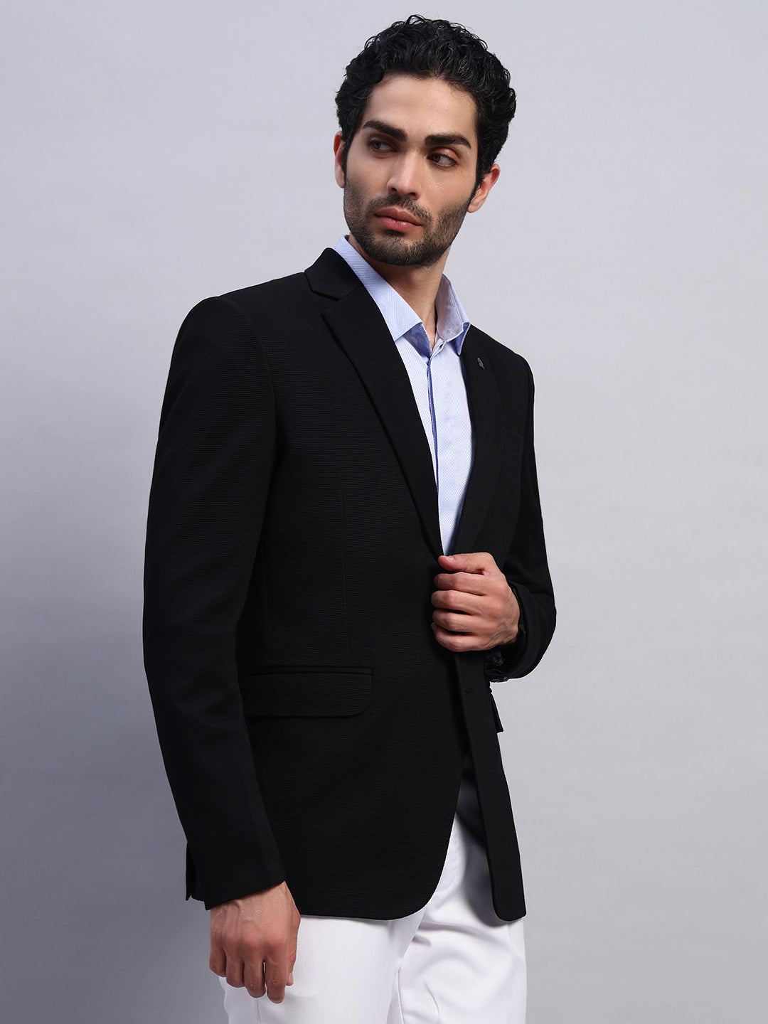 Men’s Black Slim Fit Single-Breasted Office and Party Wear Blazer