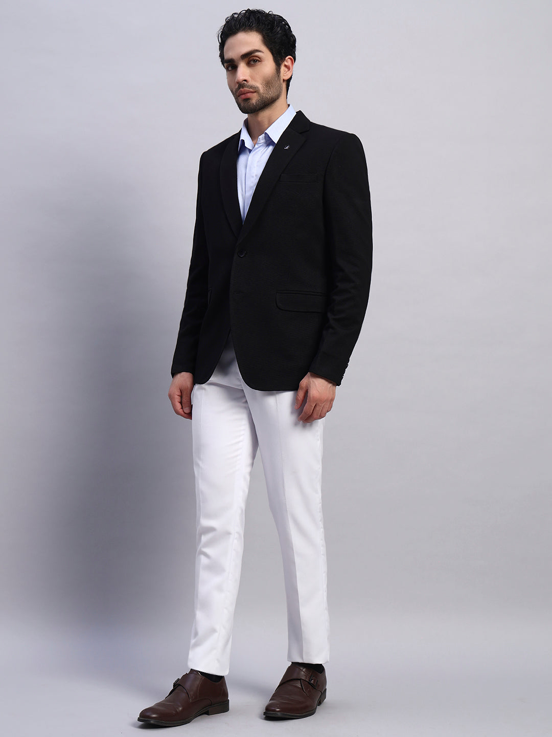 Men’s Black Slim Fit Single-Breasted Office and Party Wear Blazer