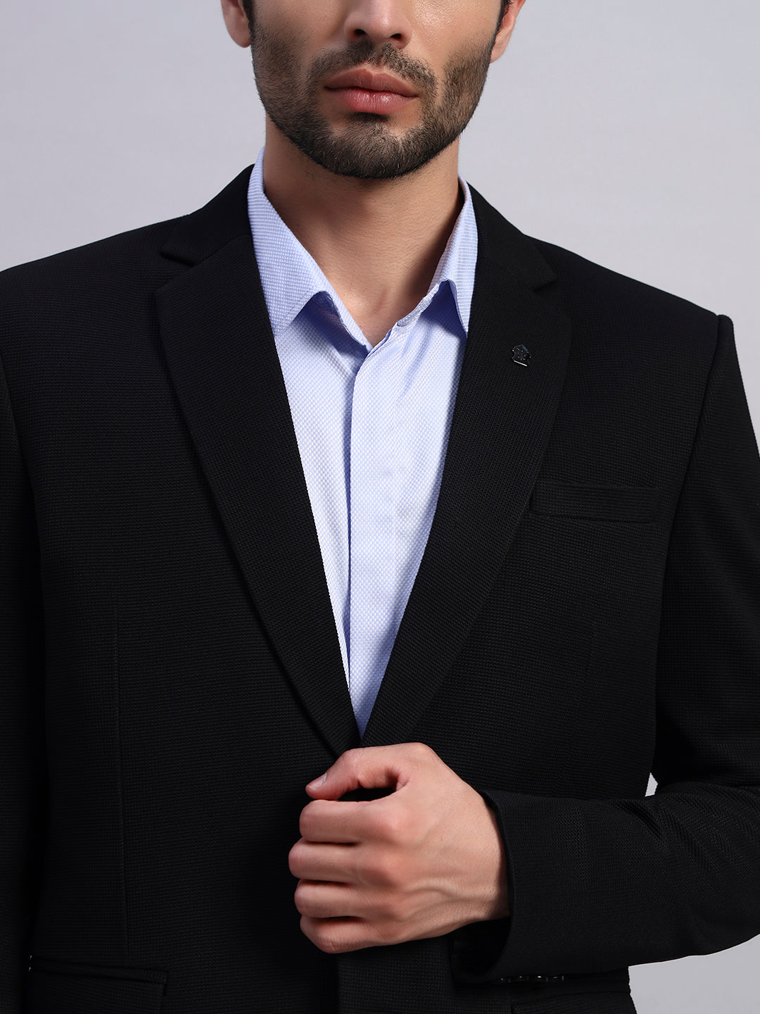 Men’s Black Slim Fit Single-Breasted Office and Party Wear Blazer
