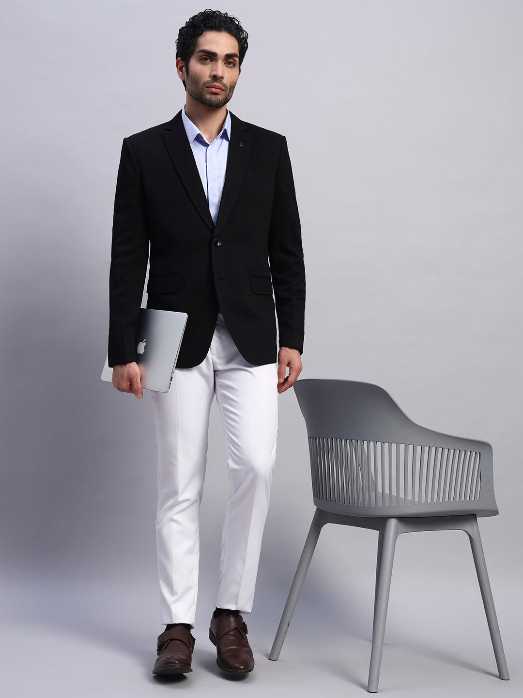 Men’s Black Slim Fit Single-Breasted Office and Party Wear Blazer