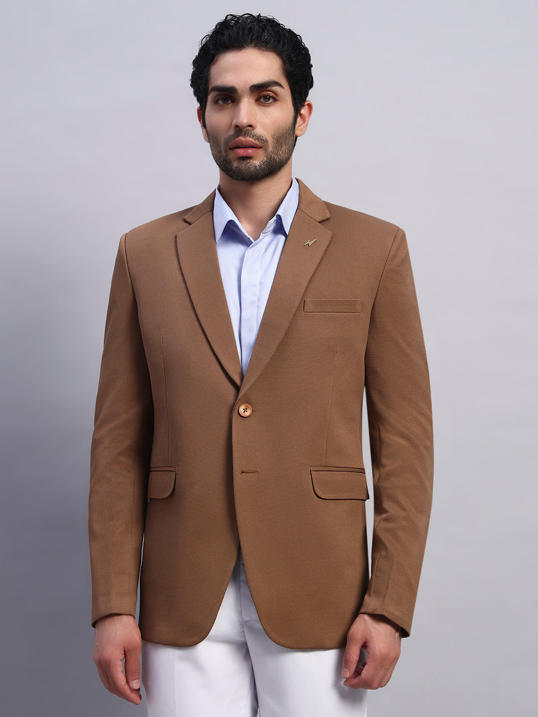 Men’s Brown Slim Fit Single-Breasted Office and Party Wear Blazer