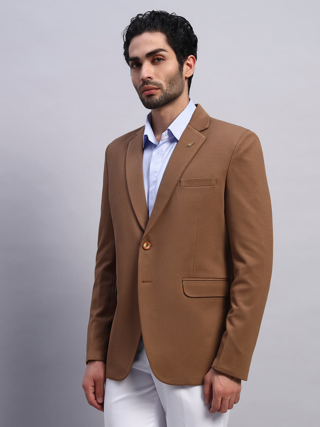 Men’s Brown Slim Fit Single-Breasted Office and Party Wear Blazer