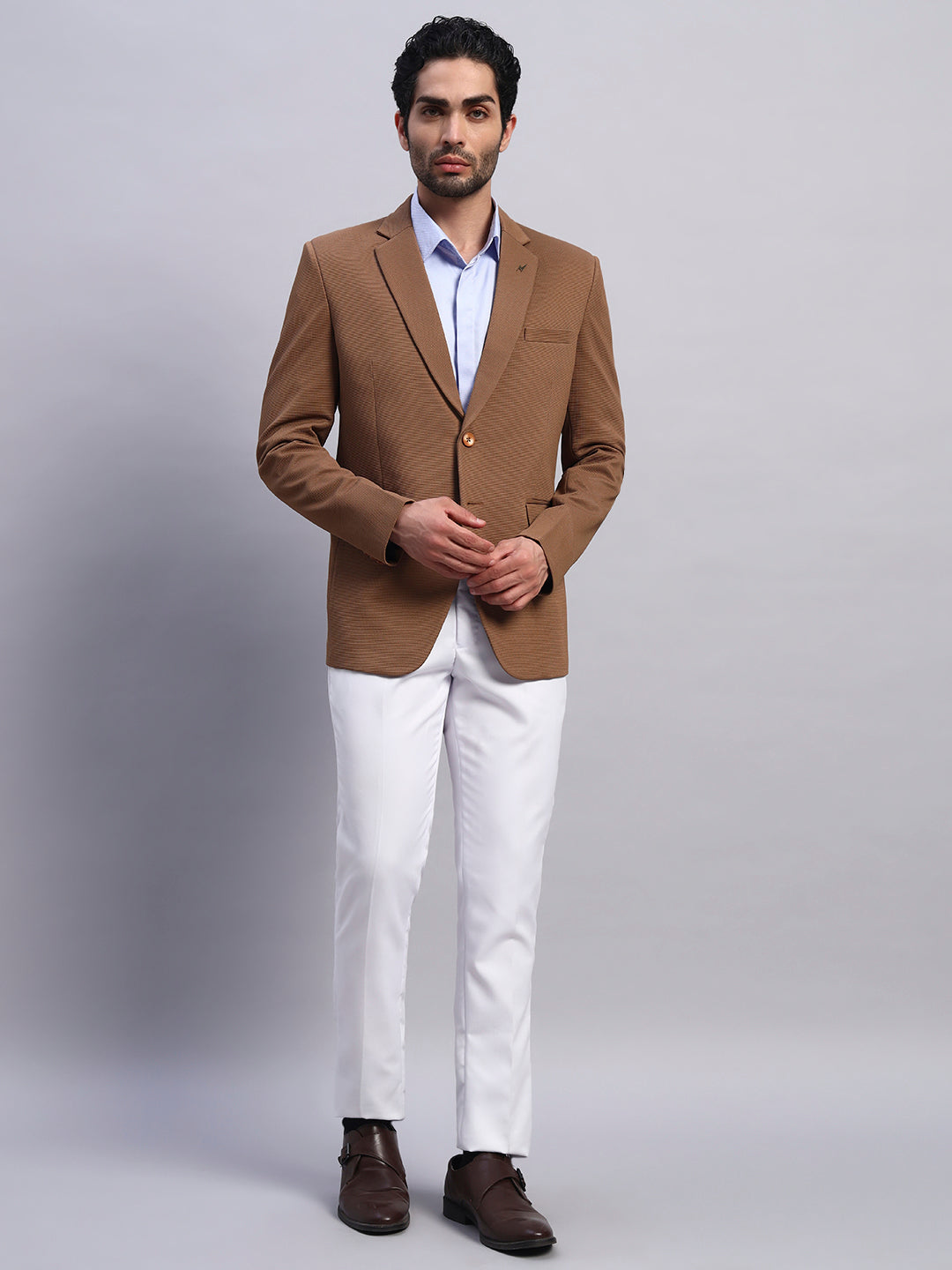 Men’s Brown Slim Fit Single-Breasted Office and Party Wear Blazer