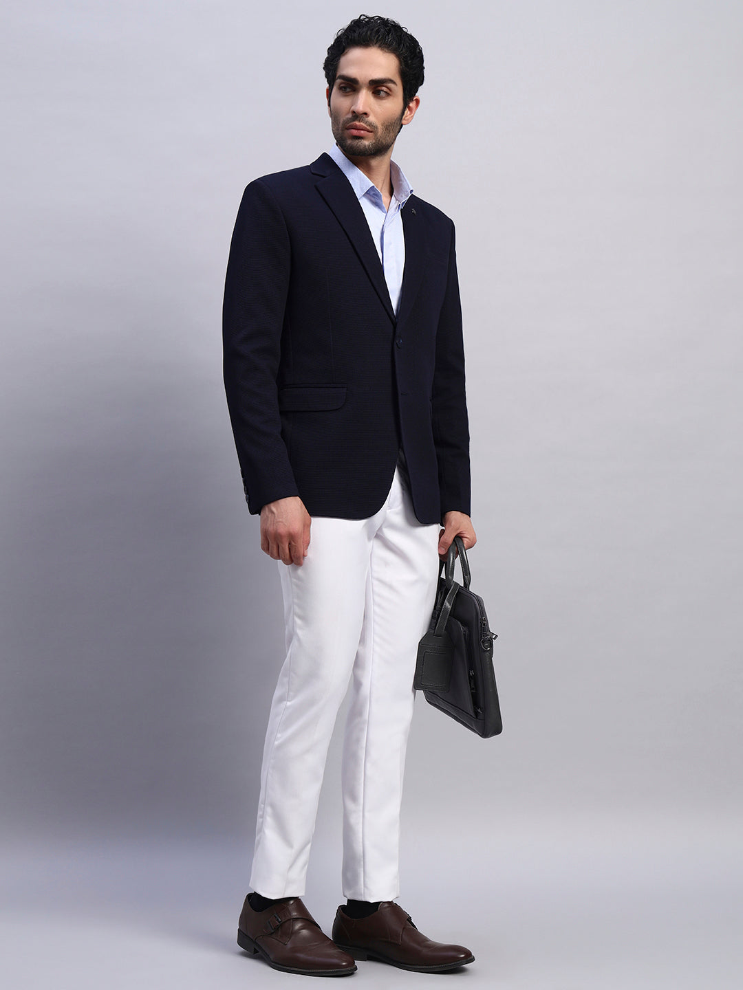 Men’s Navy Blue Slim Fit Single-Breasted Office and Party Wear Blazer