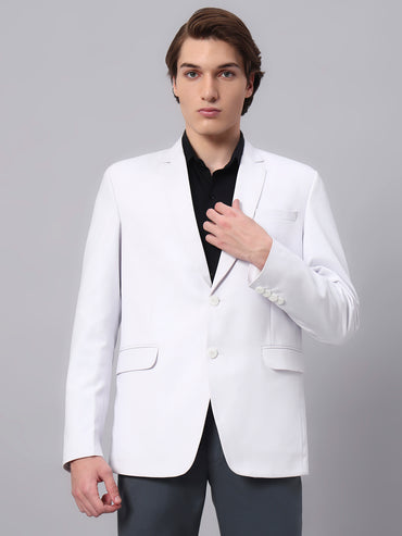 Men's White Slim Fit Blazer Single-Breasted Formal Party Blazer