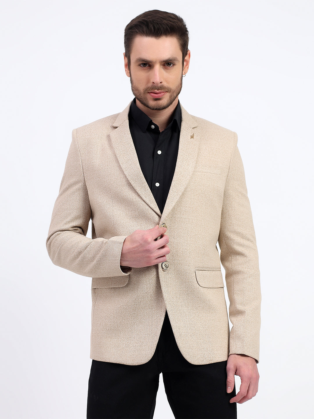 Darelooks Men's Classic Tweed Blazer for Office & Formal Wear (Light Brown)