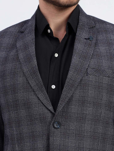 Darelooks Men's Slim Fit Checked Tweed Blazer for Office Wear (Blue)