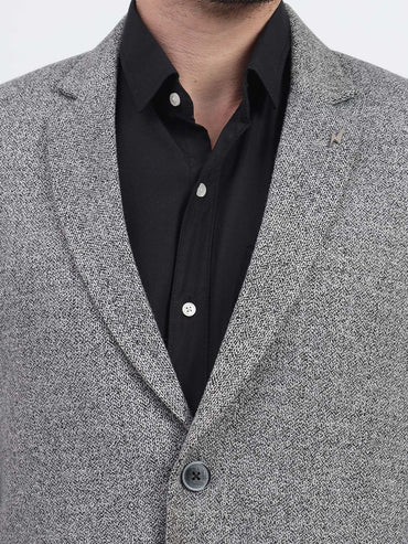Darelooks Men's Classic Tweed Blazer for Office & Formal Wear (Dark Gray)