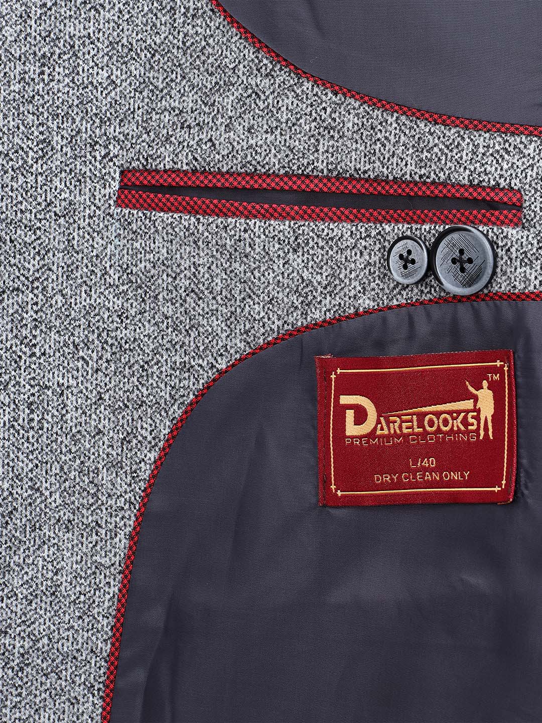 Darelooks Men's Classic Tweed Blazer for Office & Formal Wear (Dark Gray)