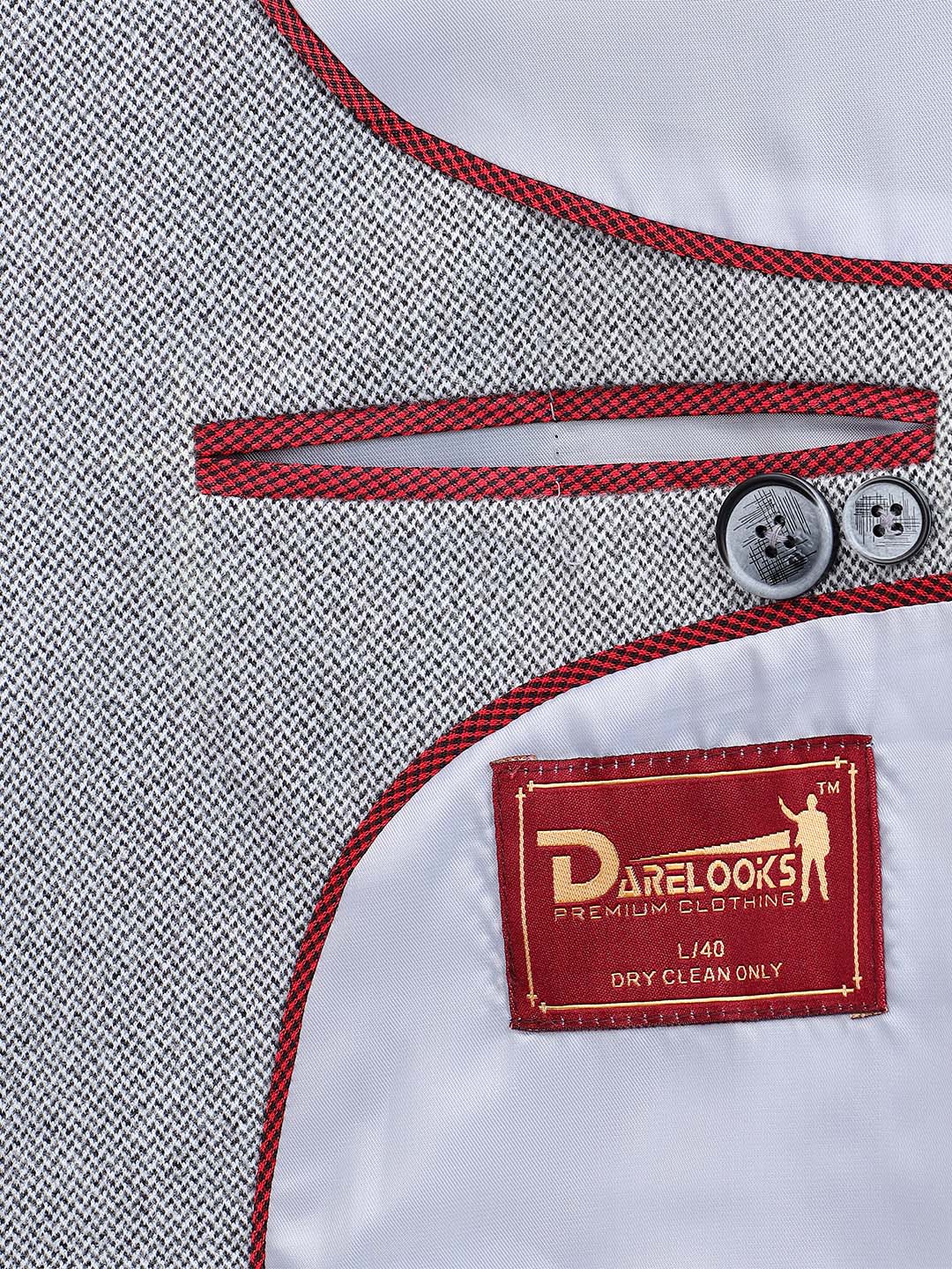 Darelooks Men's Classic Tweed Blazer for Office & Formal Wear (Gray)