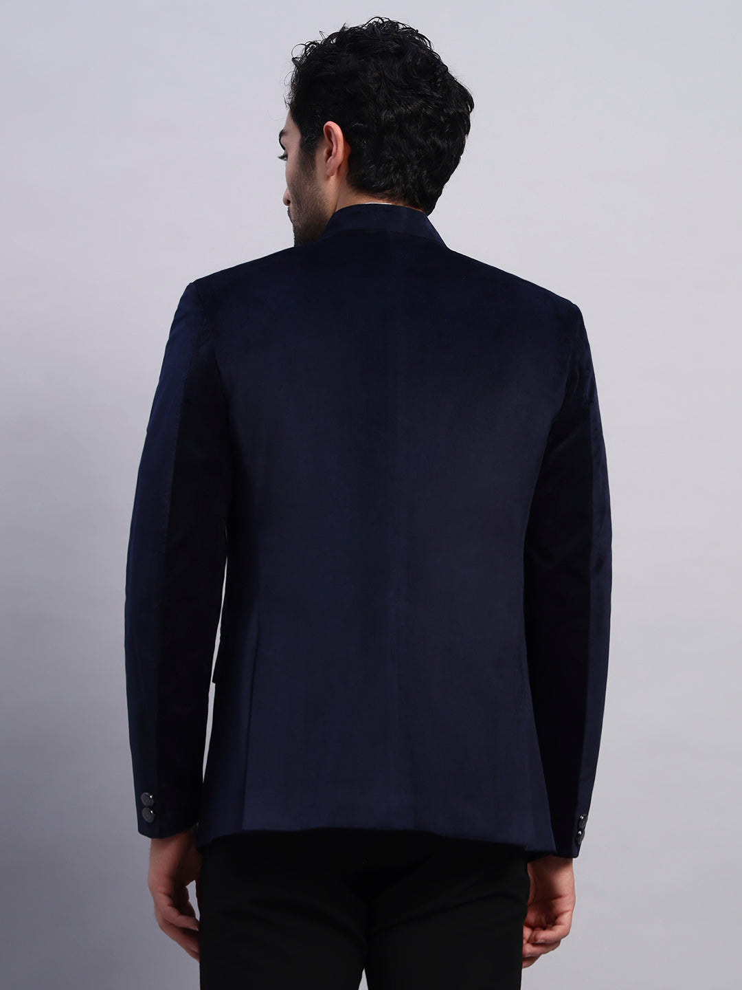 Men's Blue Velvet Bandhgala Party Wear Blazer