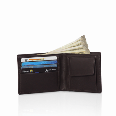 Men's brown leather wallet by DareLooks with multiple compartments for cards and cash
