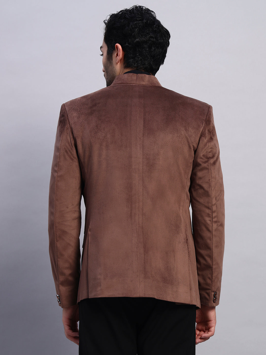 Men's Brown Velvet Bandhgala Party Wear Blazer