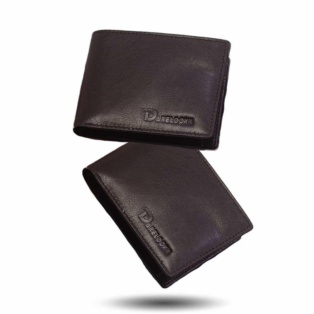 Brown leather wallet by DareLooks with 7 compartments, perfect for daily use