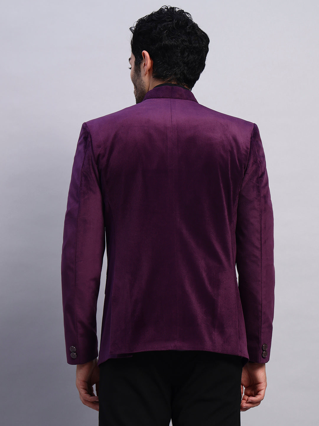 Men's violet Velvet Bandhgala Party Wear Blazer