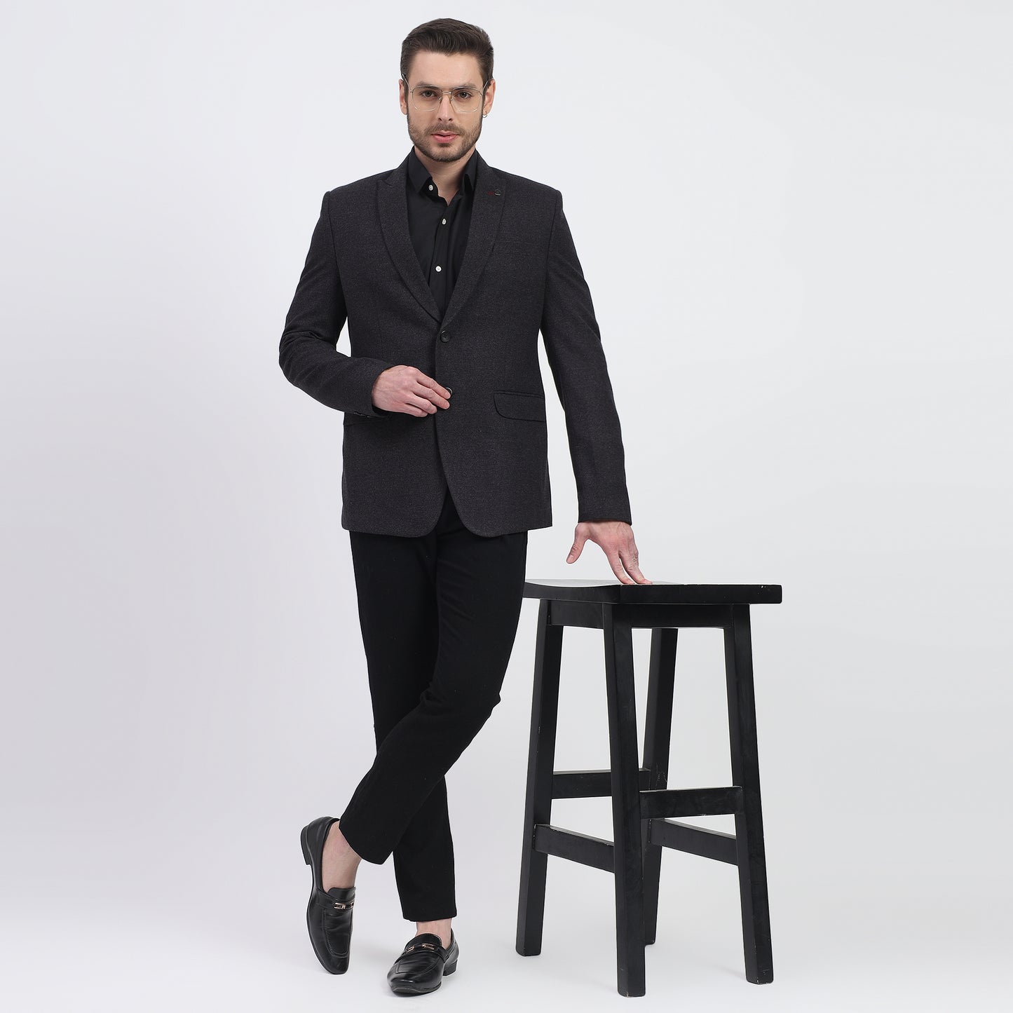 DareLooks shadow grey woolen blazer, stylish & versatile for all occasions."