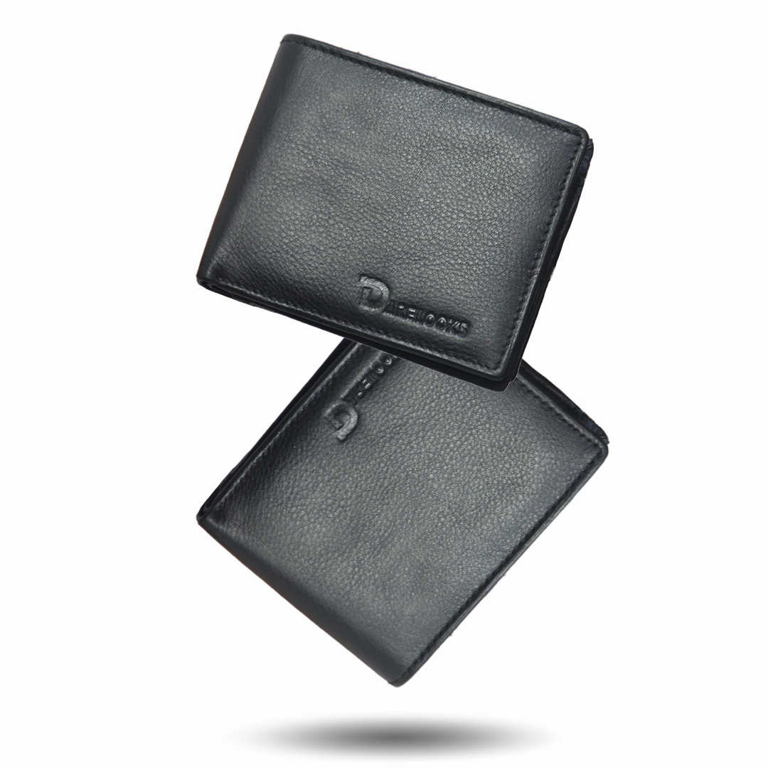 darelooks Black Textured Genuine leather wallet for men's