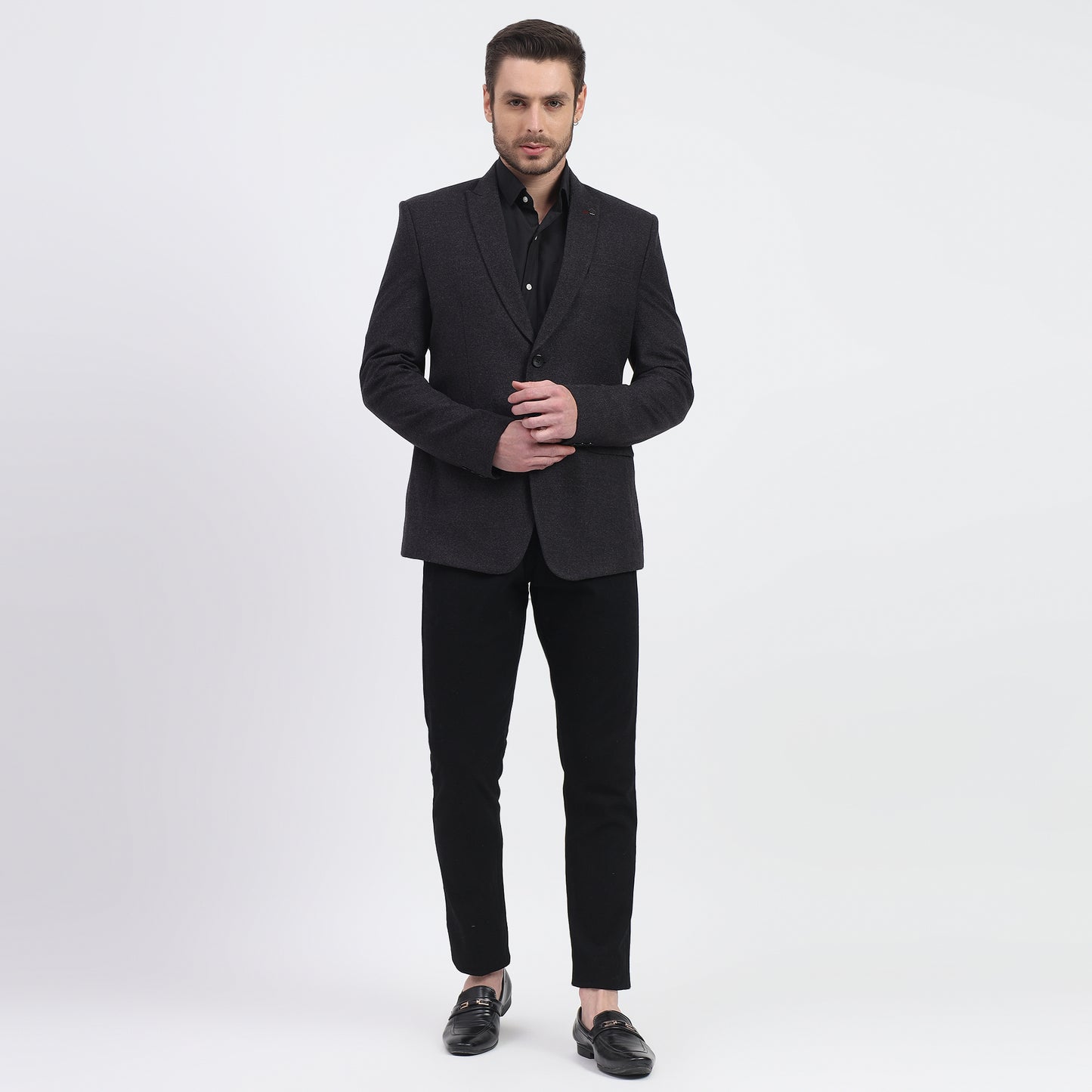 DareLooks shadow grey woolen blazer, premium tailored fit
