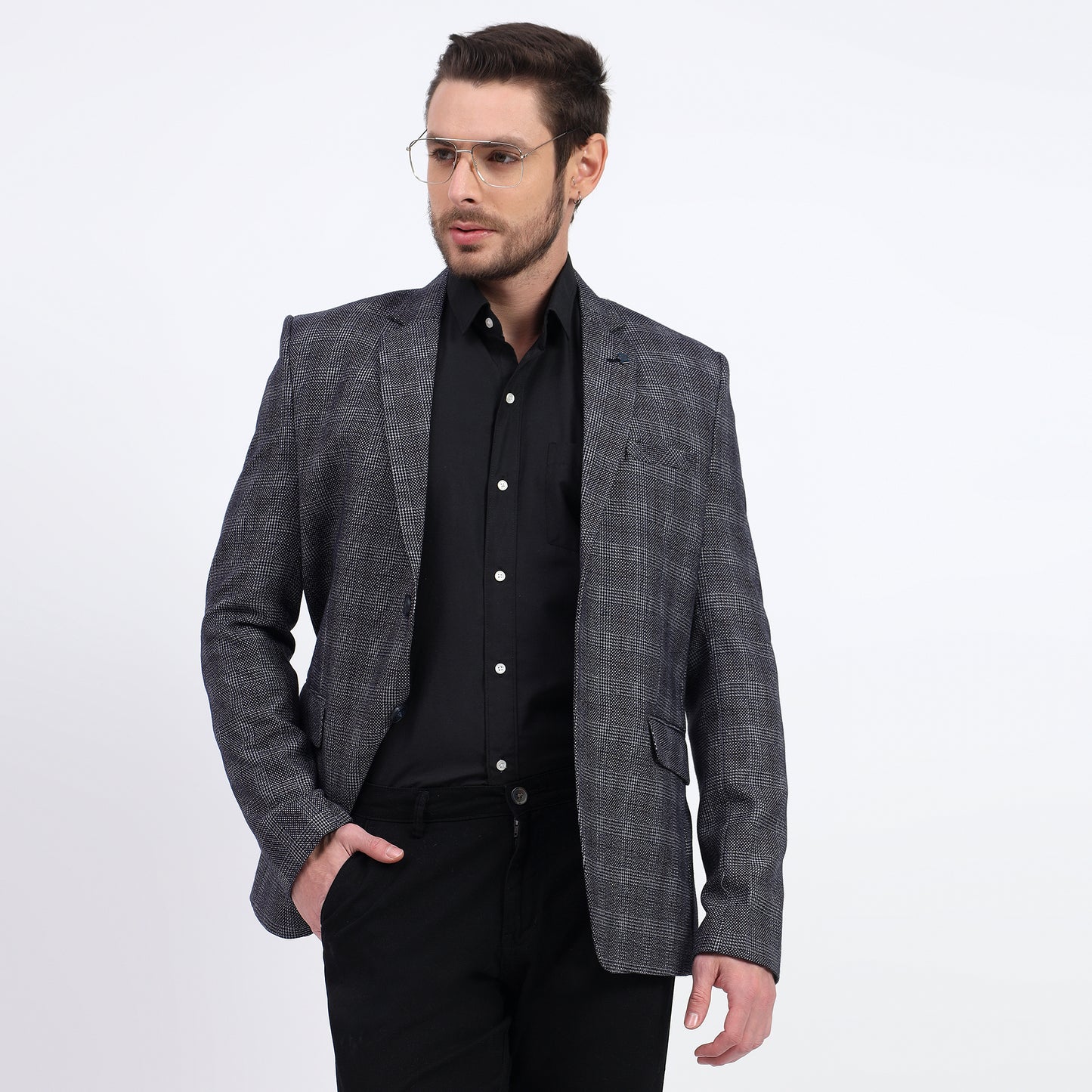 Refined check blue tweed blazer for men DareLooks premium fit