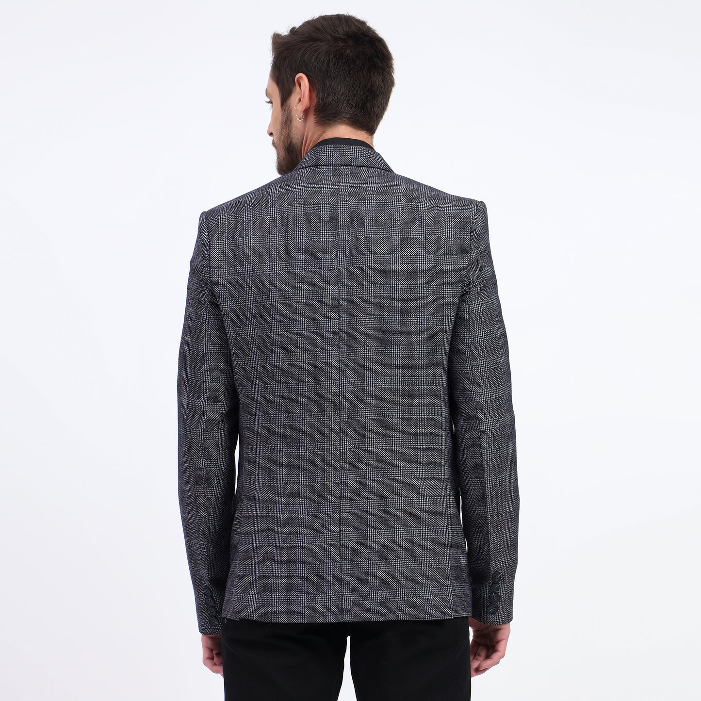 Upgrade your wardrobe with DareLooks men's check blue tweed blazer