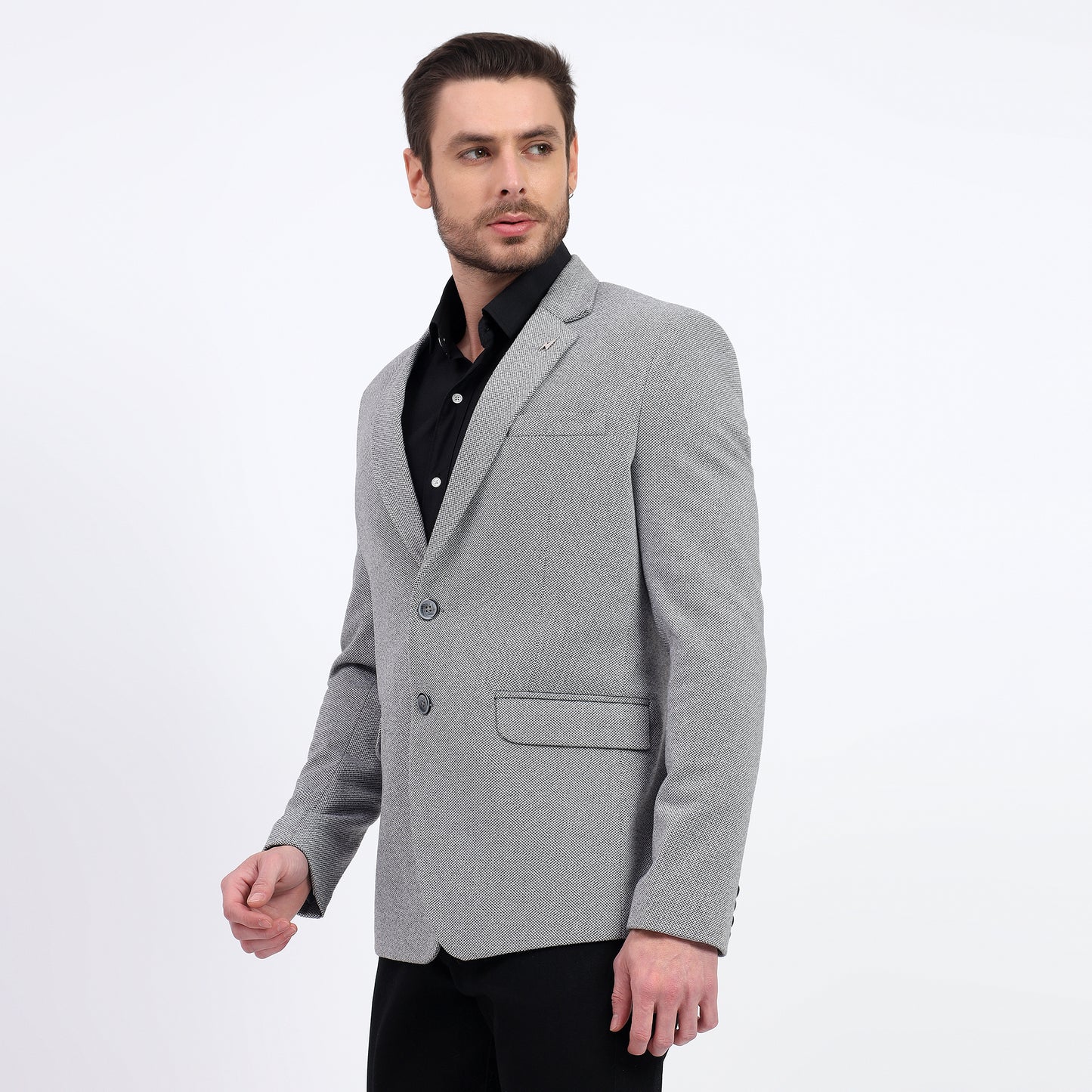 Men's premium light gray tweed blazer elegant and versatile