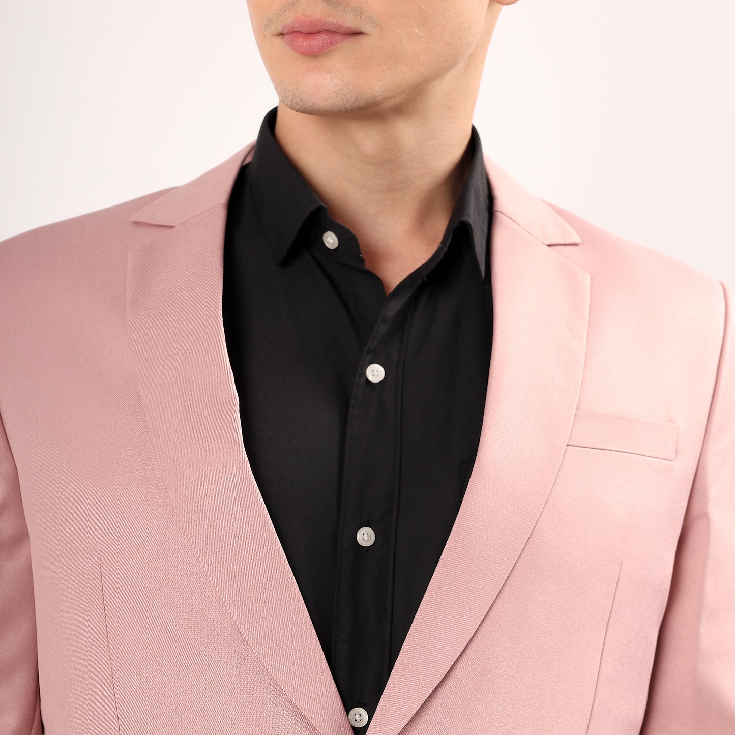 Pastel pink slim fit blazer by Darelooks breathable polyester fabric with double vents and structured design