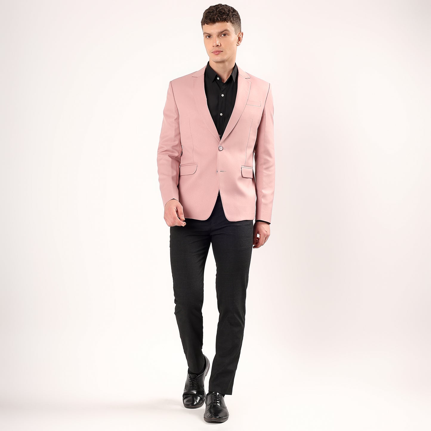 Darelooks men's pastel pink blazer modern fit single-breasted wrinkle resistant polyester for smart casual and wedding wear
