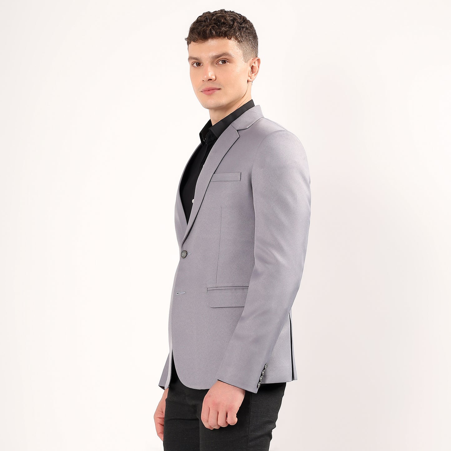 Smooth, wrinkle resistant polyester in Spanish grey durable yet breathable for formal wear