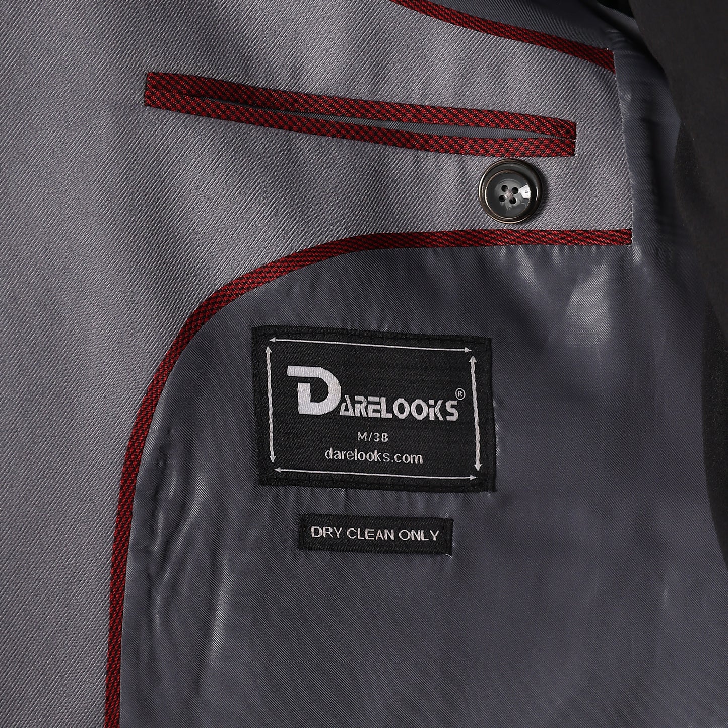Notch lapel detail on Darelooks Spanish grey blazer polished and structured tailoring