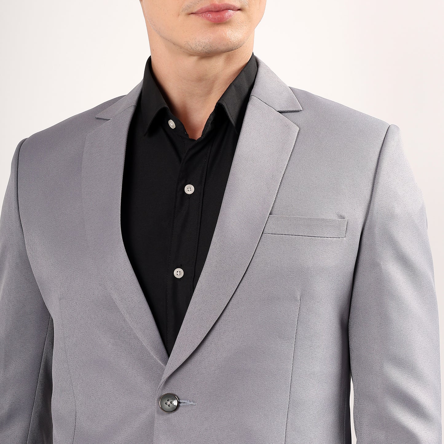 Side profile of Darelooks Spanish grey blazer sleek modern fit with double vents for comfort