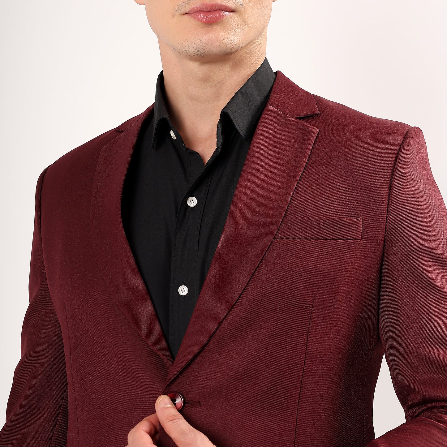 Darelooks slim fit wine blazer for men structured design with double vents and breathable polyester