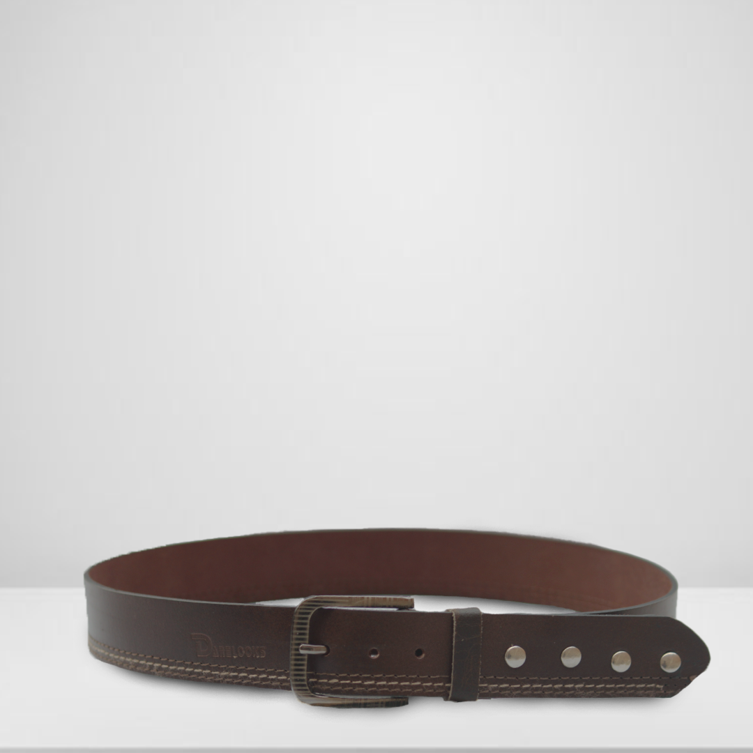 good quality leather belt uniq design darelooks Men's Belt with Sliver Metal Circle Studded in Tan Leat