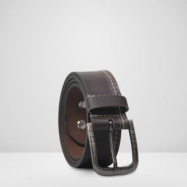 darelooks dark brown leather Men's Belt with Sliver Metal Circle Studded in Tan Leather