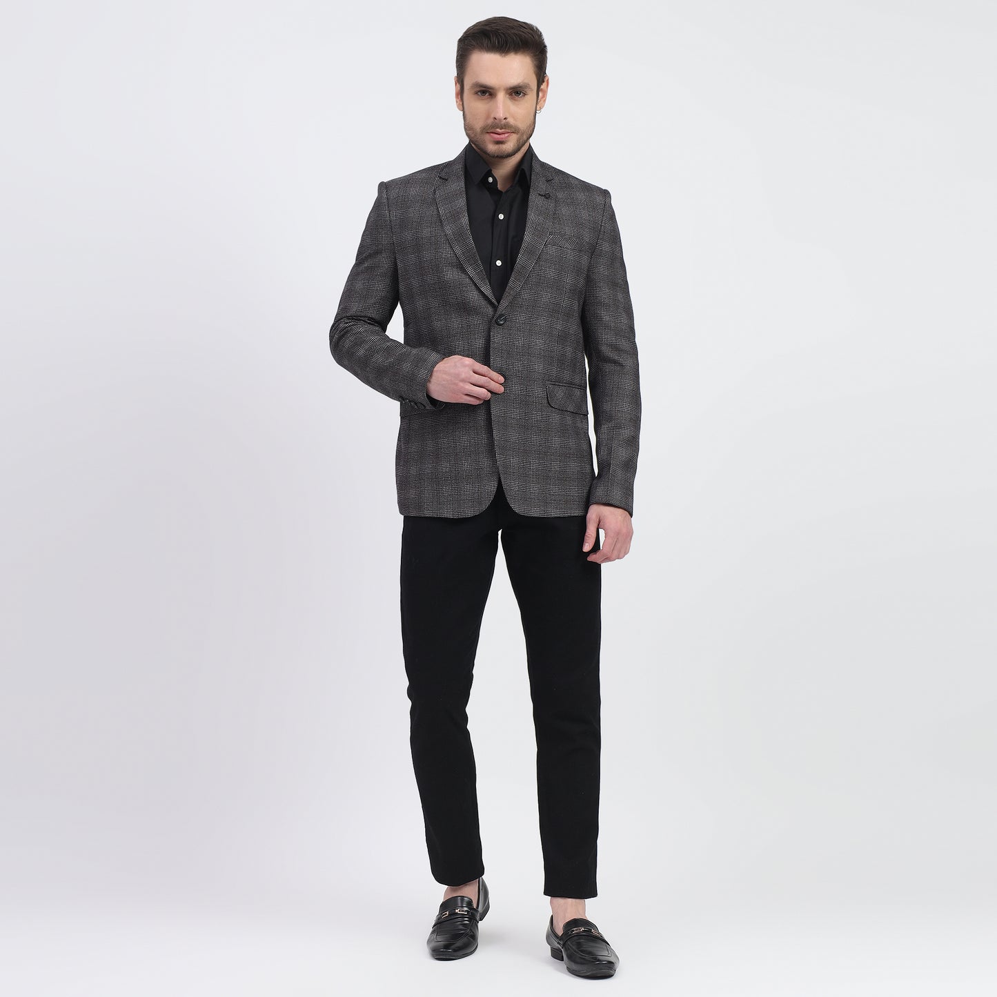 DareLooks check black tweed blazer timeless elegance for men