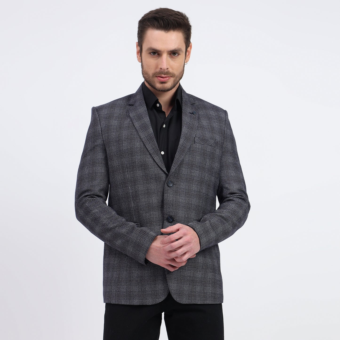 DareLooks men's check blue tweed blazer elegant and stylish