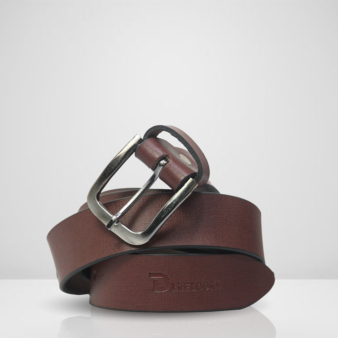 DareLooks Men’s Wine Genuine Leather Belt