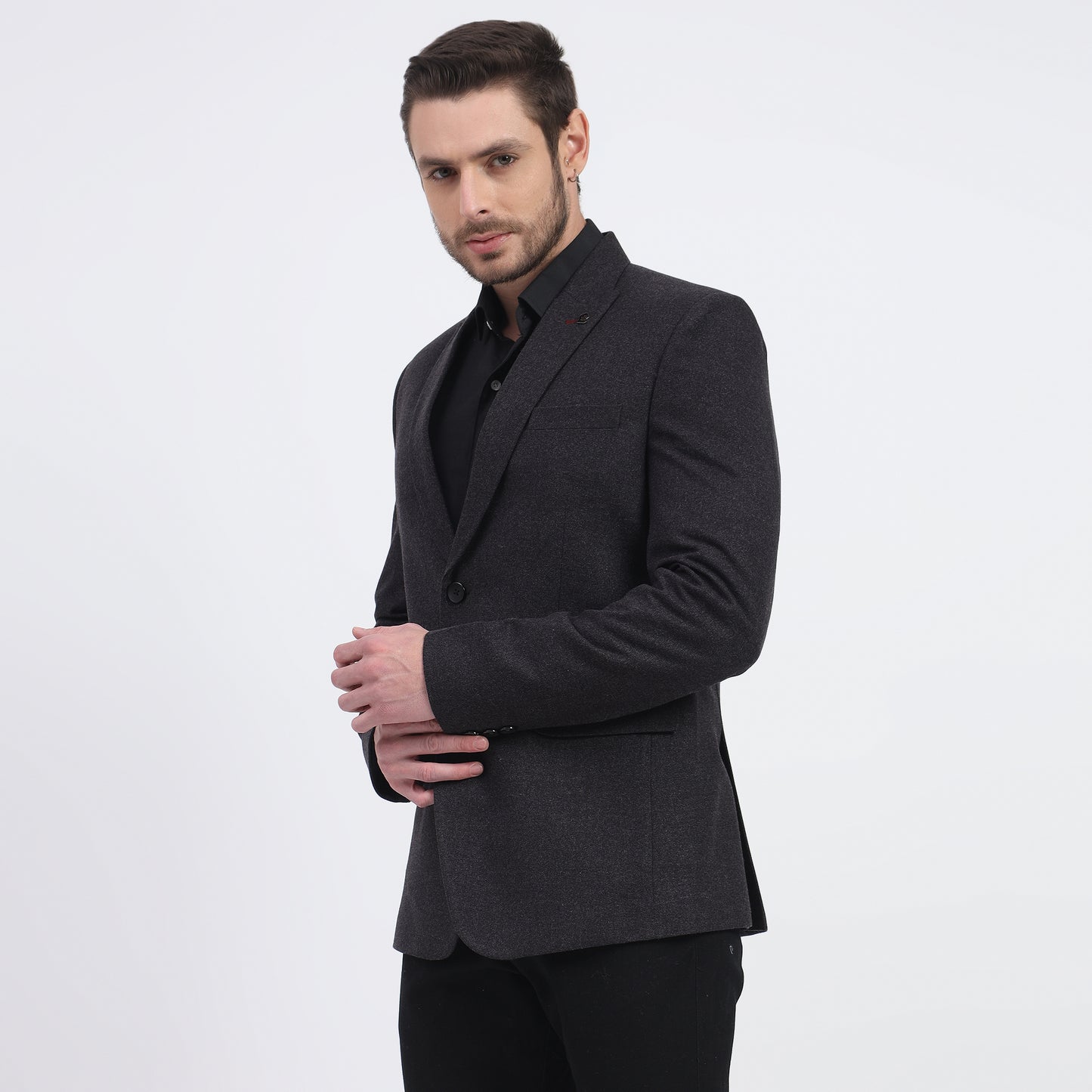 Premium shadow grey woolen blazer by DareLooks, tailored fit