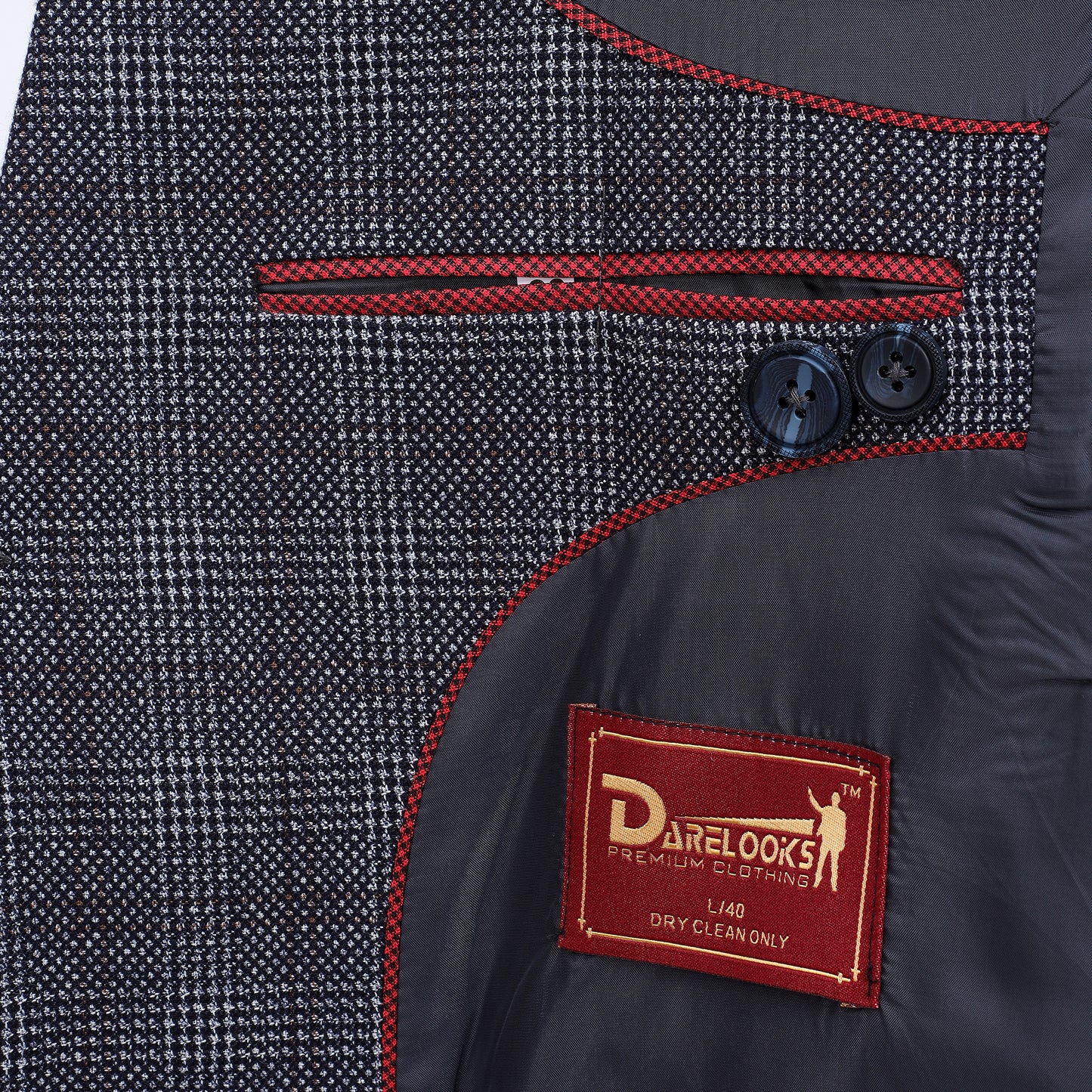 Sophisticated yet versatile DareLooks men's check blue tweed blazer