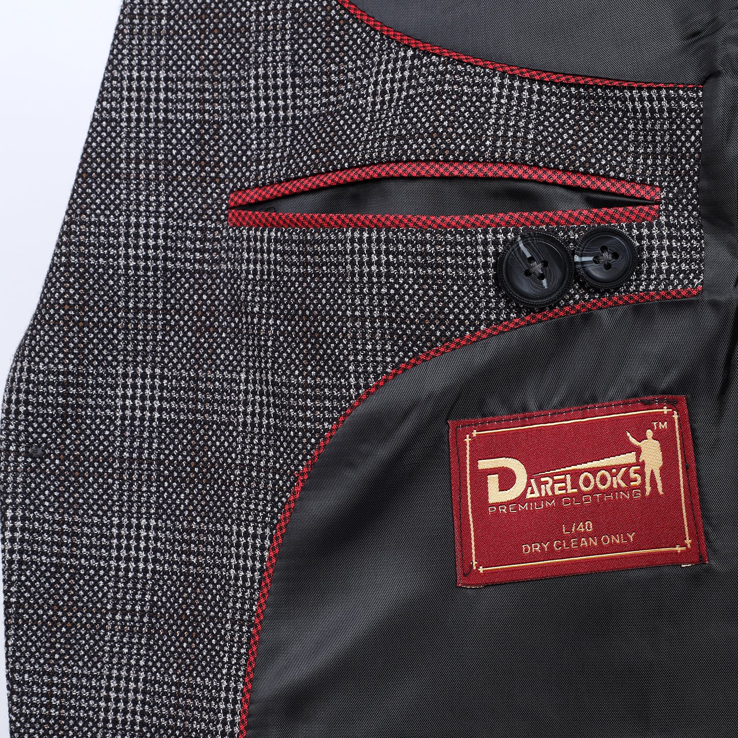 Sophisticated men's check black tweed blazer DareLooks premium style