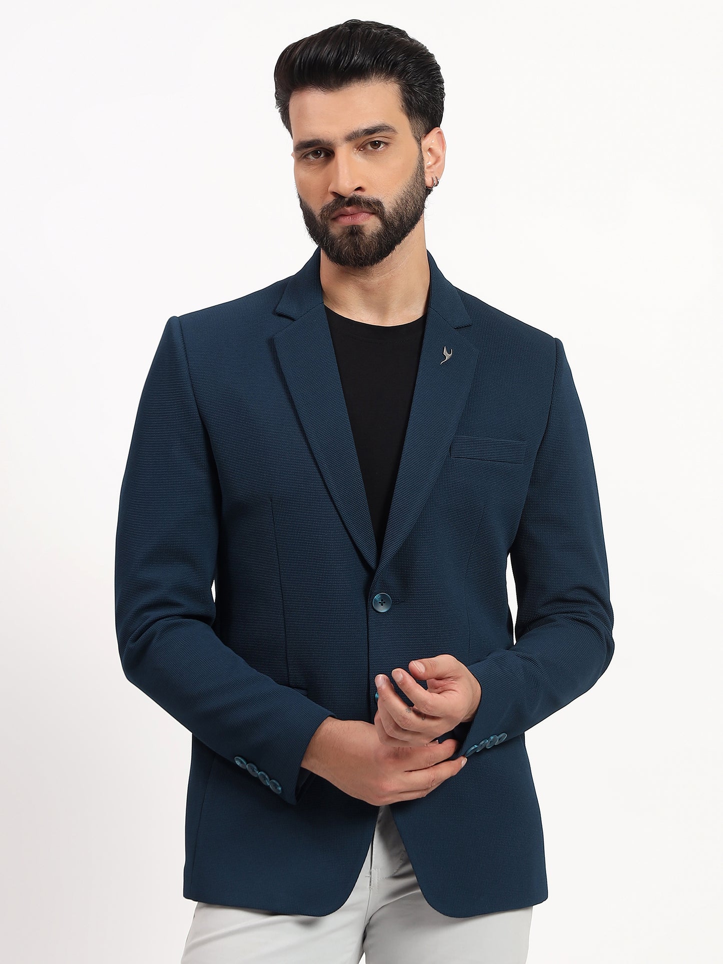 Men’s Peacock Green Stretchable Casual Blazer – Bold Modern Style