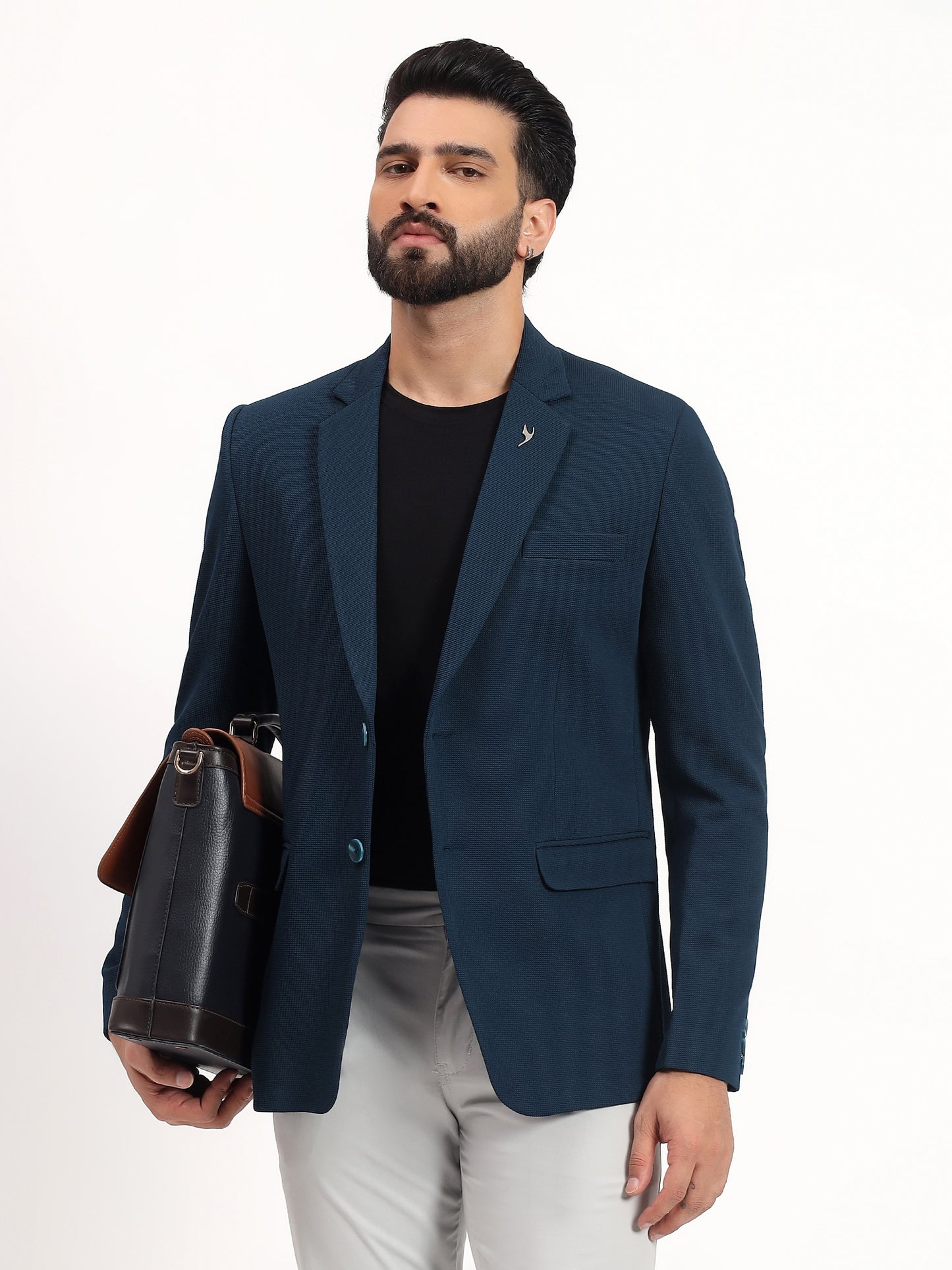 Men’s Peacock Green Stretchable Casual Blazer – Bold Modern Style