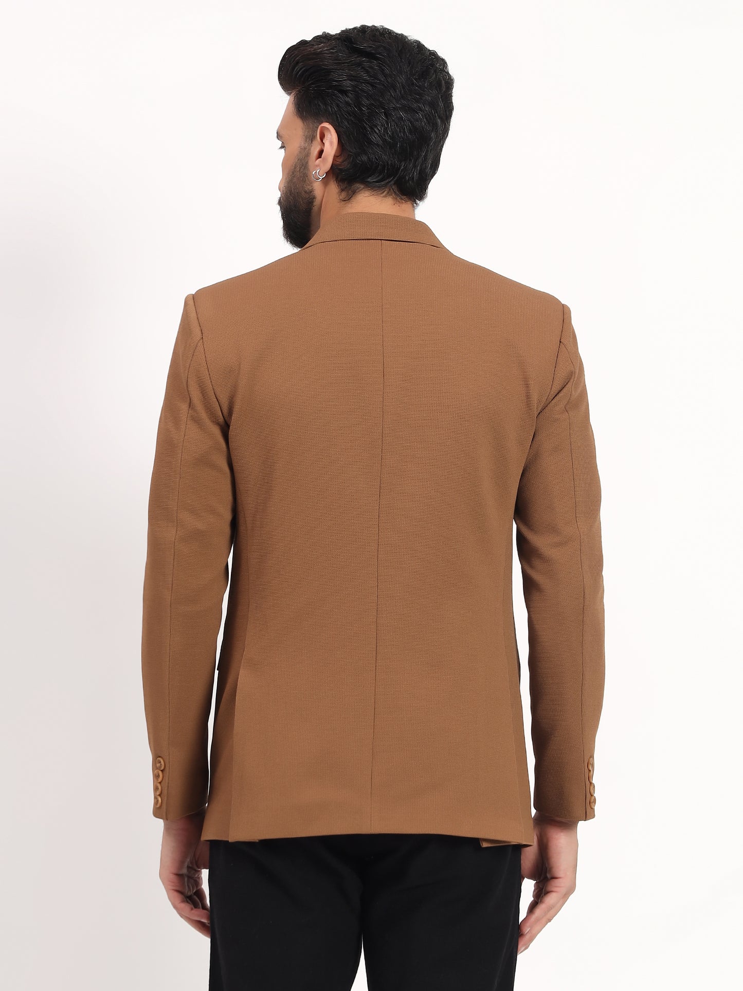 Men’s Camel Brown Stretchable Casual Blazer – Fresh Modern Style
