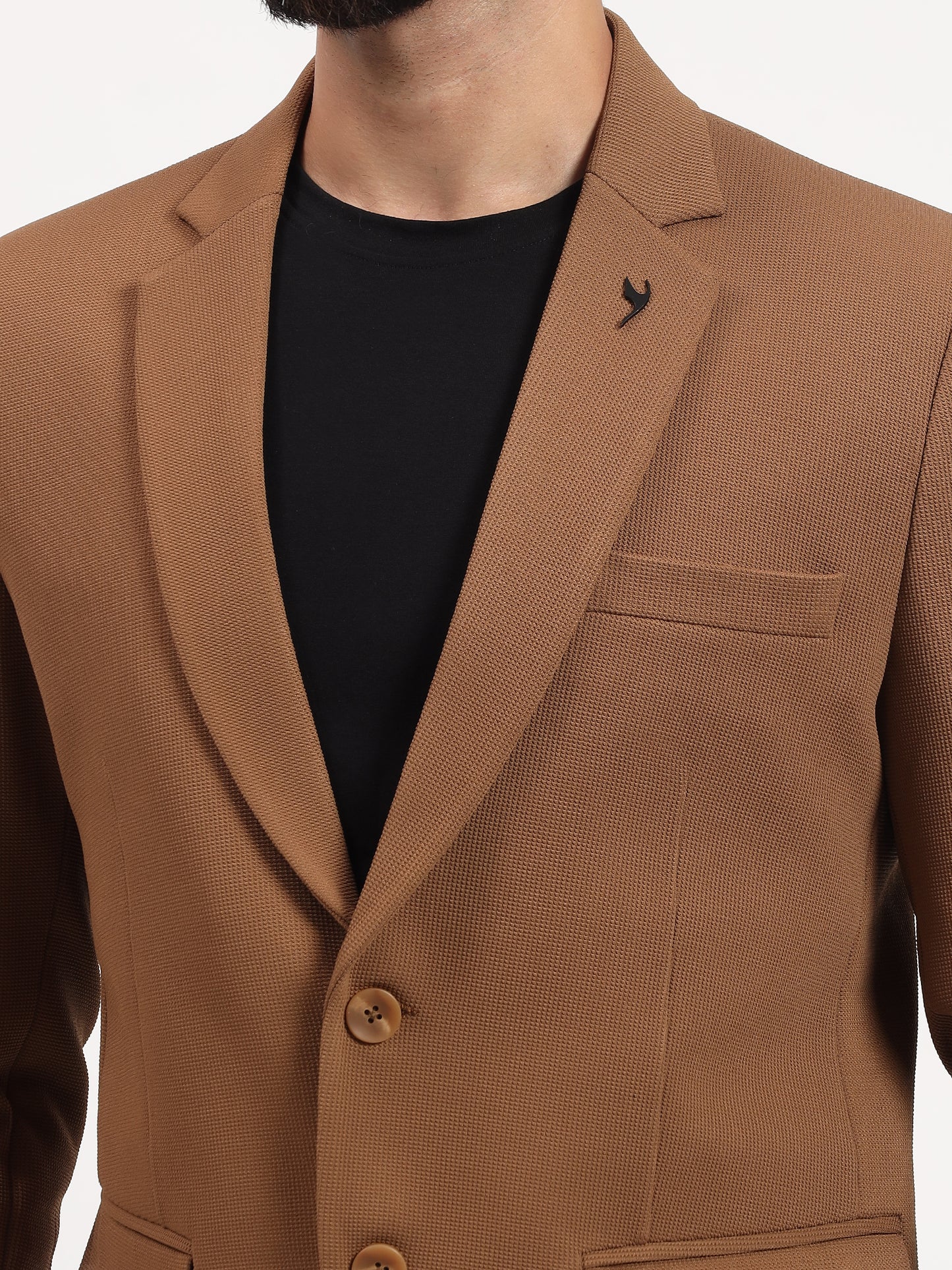 Men’s Camel Brown Stretchable Casual Blazer – Fresh Modern Style