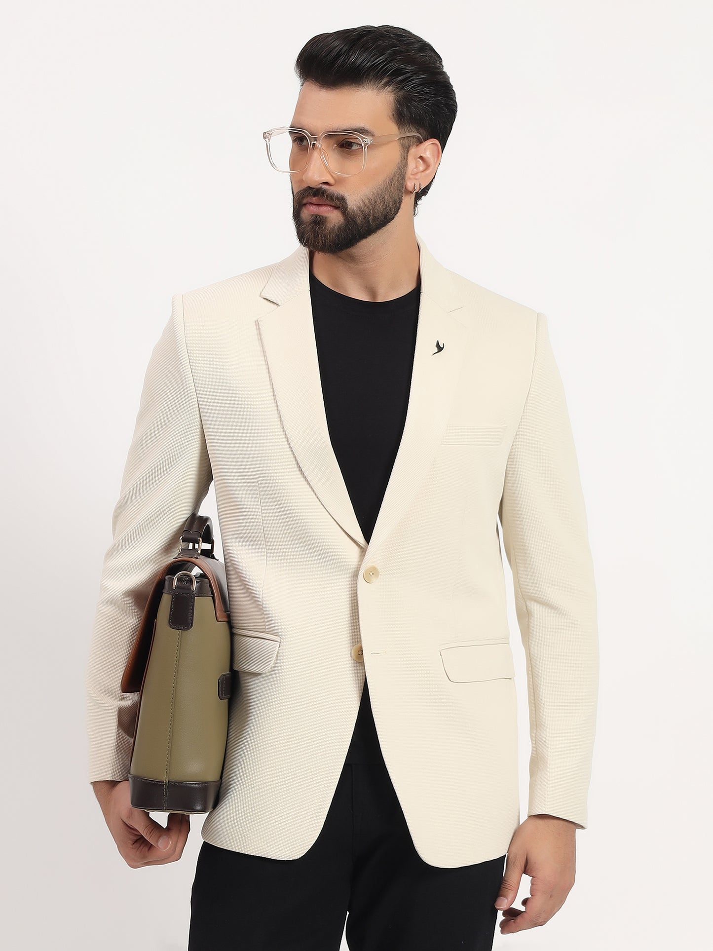Men’s Beige Stretchable Casual Blazer – Clean Everyday Style