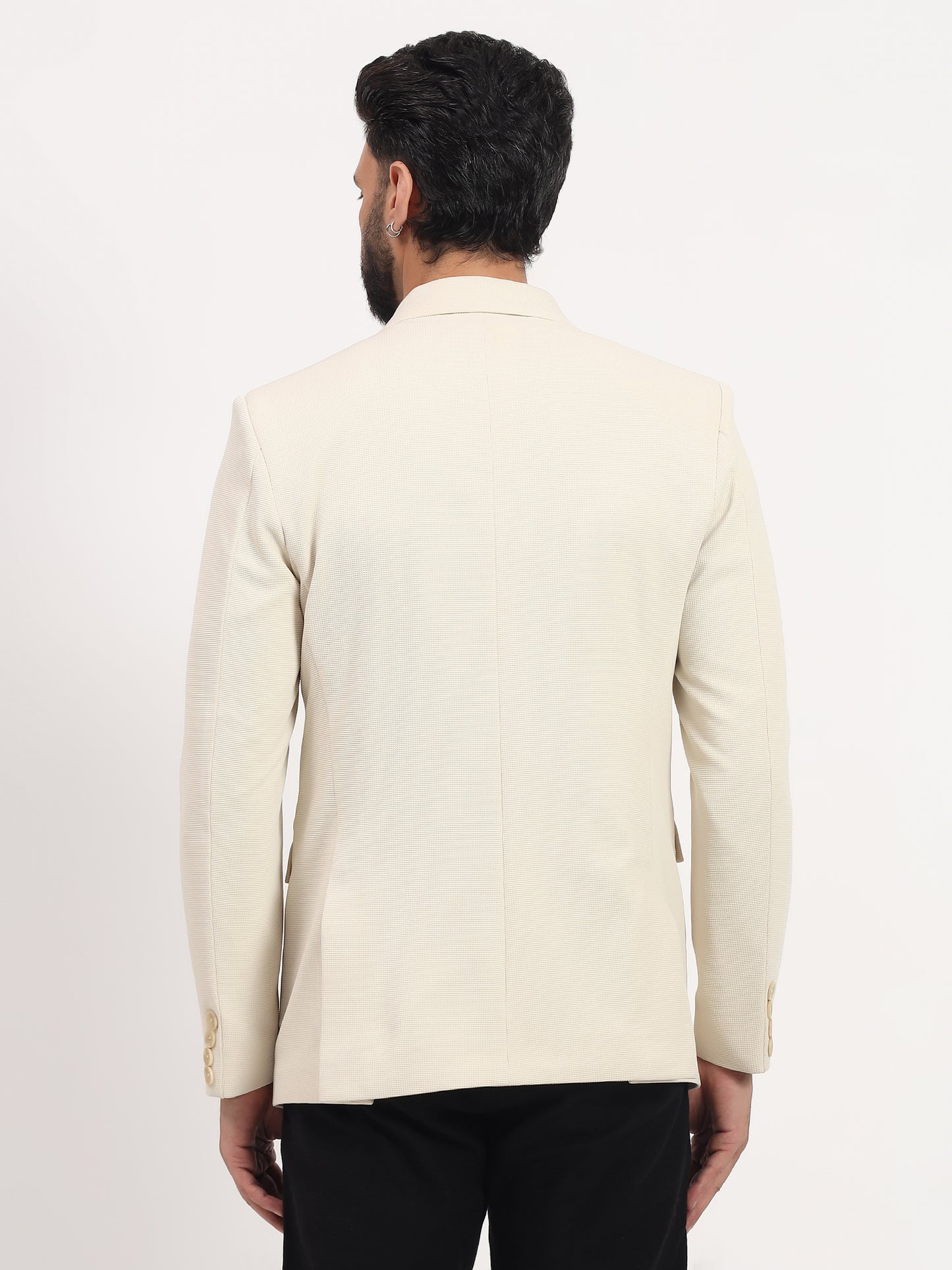 Men’s Beige Stretchable Casual Blazer – Clean Everyday Style