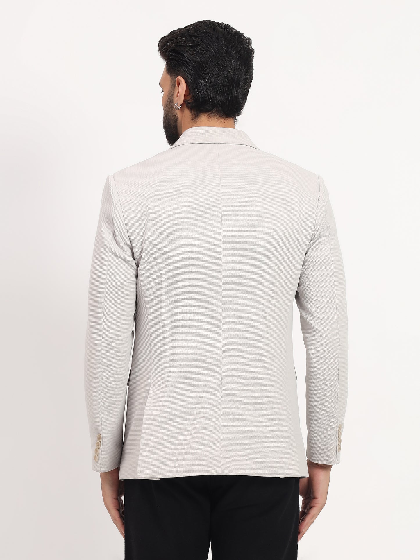 Men’s Off-White Stretchable Casual Blazer – Elegant Modern Style